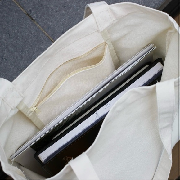 Christian Canvas Tote Bag with Colorful Sunrise Design, Interior Zip Pocket - Picture 4 of 5